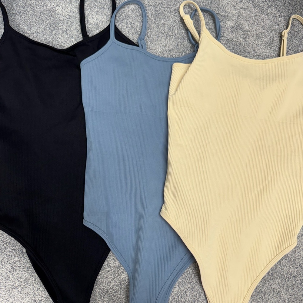Black, Blue, and Cream Bodysuit Set
